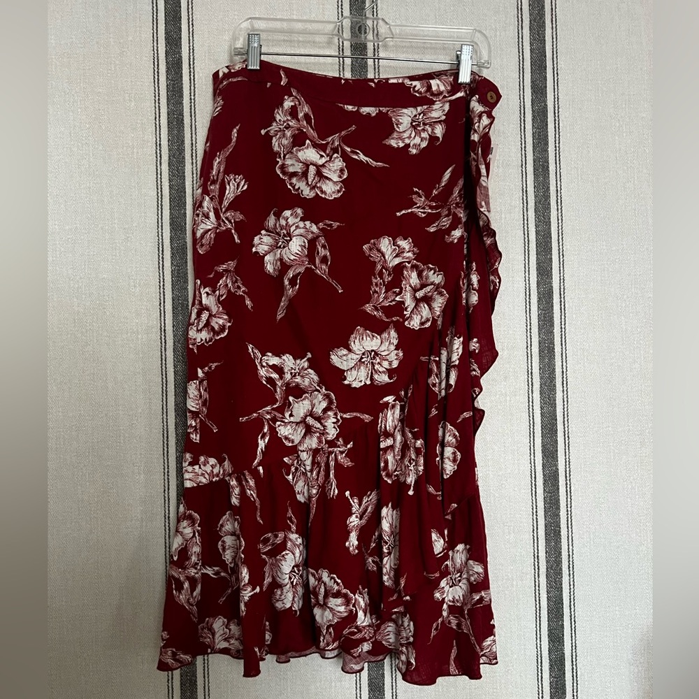 NWT Zara Printed Linen Wrap Skirt